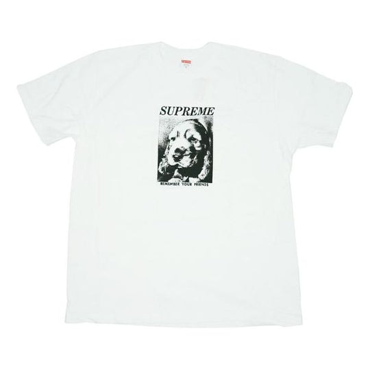 Supreme FW18 Remember Tee White Puppy Sketch Printing Short Sleeve Unisex SUP-FW18-446