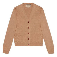 Gucci V-Neck Square G Jacquard Wool Cardigan 'Camel' 662152-XKBYD-2602