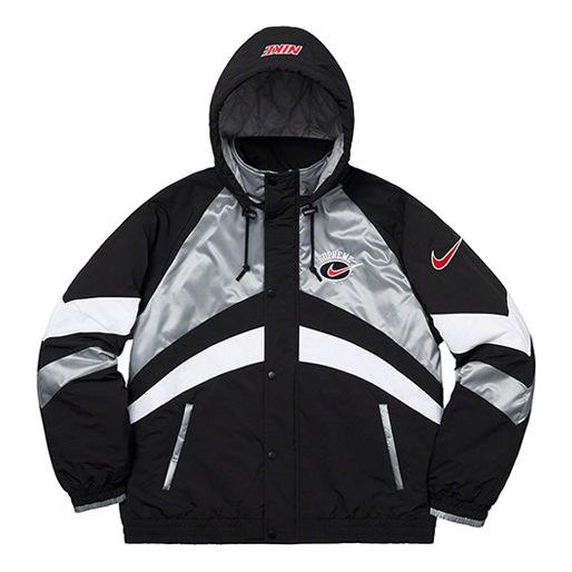 Supreme SS19 x Nike Hooded Sport Jacket Crossover waterproof Nylon hooded track Jacket Unisex Silver SUP-SS19-10137