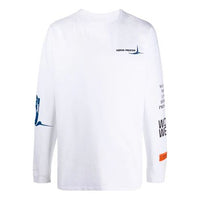 Men's HERON PRESTON Embroidered Logo Sports Long Sleeves T-shirt White HMAB015F20JER0030149