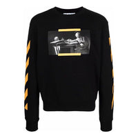 Men's Off-White Printing Round Neck Long Sleeves Version Black OMBA025F21FLE00910841084