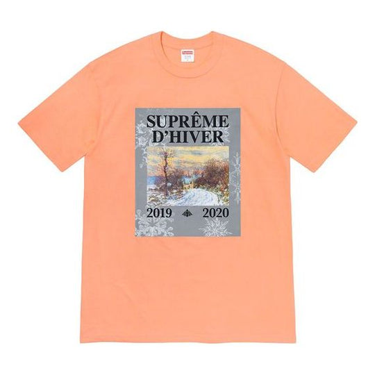 Supreme FW19 Week 17 DHiver Tee Winter Scene Printing Short Sleeve Unisex Red SUP-FW19-10929