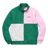 Supreme SS18 Color Blocked Half Zip Sweatshirt Light Pine SUP-SS18-759