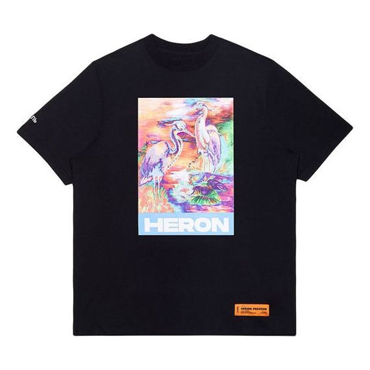 HERON PRESTON SS20 Painting Logo Printing Short Sleeve Unisex Black HMAA013S209140211088