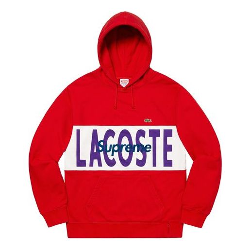 Supreme FW19 Week 5 x LACOSTE Logo Panel Hooded Sweatshirt logo SUP-FW19-512