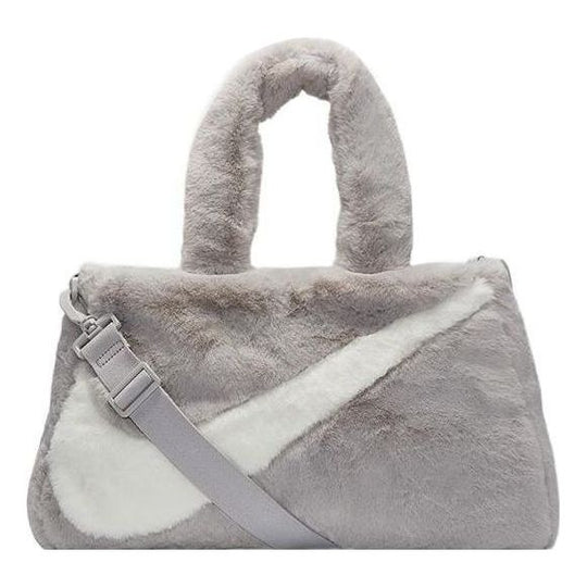 Nike NSW Faux Fur Tote Bag 'Grey White' DQ5804-012