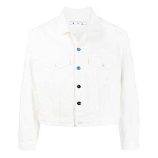 Off-White FW21 Solid Color Button Straight Denim Jacket Version White OMYE075F21DEN0020125