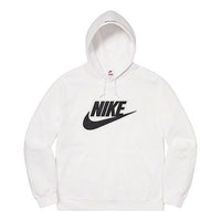 Supreme FW19 Week 14 X Nike Leather Appliqu Hooded Sweatshirt 'White' SUP-FW19-10723