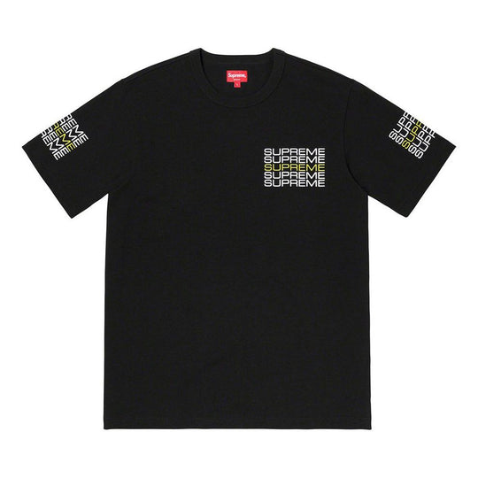 Supreme SS19 Stack Logo Tee Black logo Round Neck Short Sleeve Unisex SUP-SS19-432