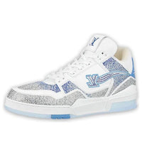 LOUIS VUITTON Trainer Sneakers 'White with Shiny Grey Blue Crystals' 1A8AI1