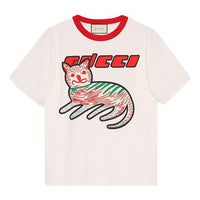 Gucci Cat Print Oversize T-shirt 'off white' 616036-XJCVU-9125