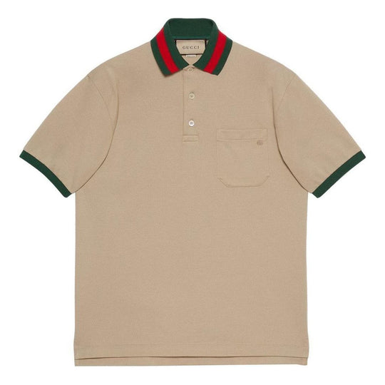 Gucci Cotton piquet polo with Web collar 'Beige' 701735-XJELJ-2219