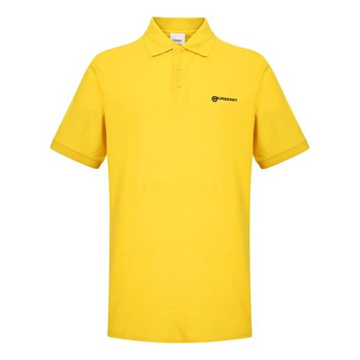 Men's Burberry SS21 Pure Cotton lapel Short Sleeve Polo Shirt Yellow 80257531