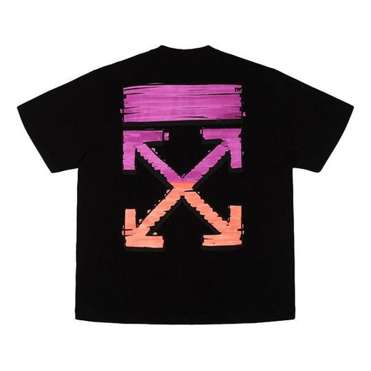 Off-White SS21 Pink Gradient Marker Arrow Short Sleeve For Men Black OMAA038R21JER0021032