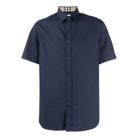 Men's Burberry Casual Shirt Short Sleeve Navy Blue 80257651