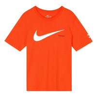 Men's Nike Swoosh Large Logo Printing Knit Round Neck Short Sleeve Orange Red T-Shirt DB5858-891