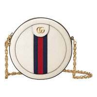 (WMNS) Gucci Ophidia Gold Logo Stripe Webbing Leather Chain Shoulder Messenger Bag Mini White 550618-CWG1G-8454