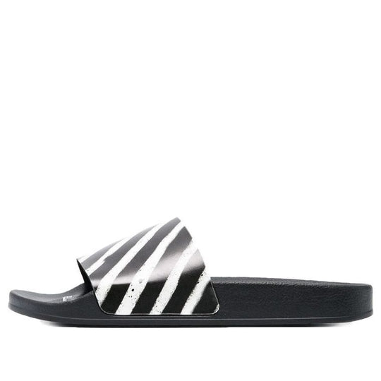 Off-White Industrial Sliders 'Diagonal Stripe - Black White' OMIC001S21MAT0021001