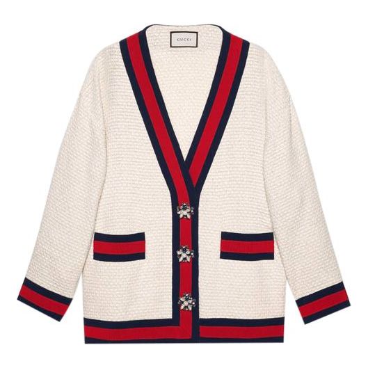 (WMNS) Gucci Contrasting Colors Webbing Loose Jacket White 469657-ZID86-9401