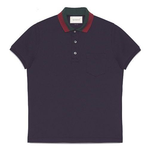 Gucci Striped Cotton Short-Sleeved For Men Navy 408321-X7331-4060