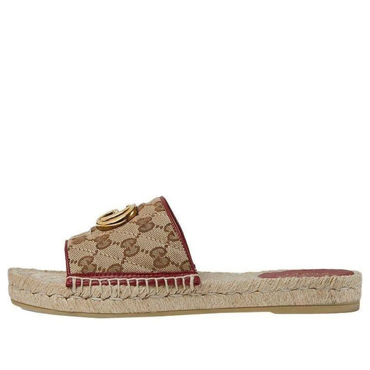 (WMNS) Gucci Double g Canvas Straw Woven Fashion Ebony Slippers 620120-KQWM0-9761