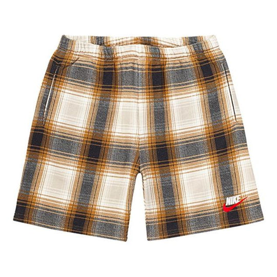 Supreme FW18 Nike Plaid Sweatshort Mustard SUP-FW18-538