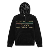 Gucci Logo Embroidered Velvet Hooded Sweatshirt Black 595530-XJBTC-1082