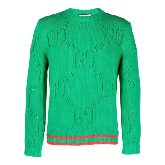 Gucci Knit Cotton Sweater with Web 'Green' 692157-XKCBA-3124