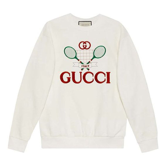 (WMNS) Gucci Cotton Tennis Racket Print Sweatshirt For Ivory 469250-XJBIY-9381