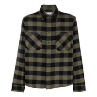 Off-White FW21 Arrow flannel Plaid Long Sleeves Shirt Loose Fit Yellow OMGA133F21FAB0011001