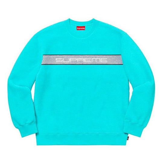Supreme FW19 Week 10 Polartec Crewneck Light Blue logo SUP-FW19-914