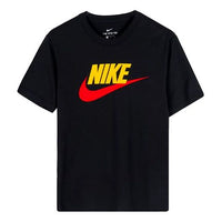 Nike Sportswear Classic Logo Red Printing Round Neck Short Sleeve Black AR5005-013