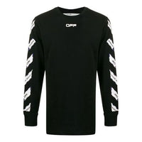 Off-White Airport Tape Printing Stripe Round Neck Black OMAB001S201850031088