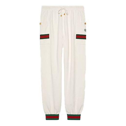 Gucci Knitted JoGGing Trousers With Webbing For Men White 625404-XJCOE-9146