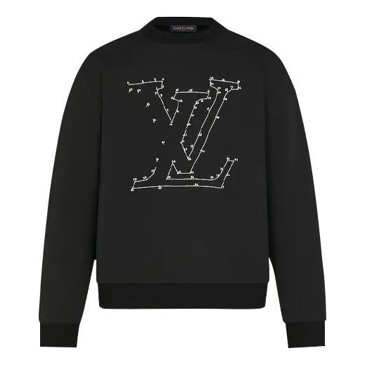 LOUIS VUITTON LV Rivet Print Logo Round Neck Pullover Sweater For Men Black 1A84LS