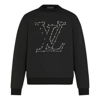 LOUIS VUITTON LV Rivet Print Logo Round Neck Pullover Sweater For Men Black 1A84LS