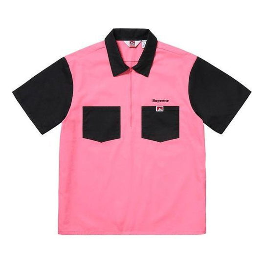 Supreme Ben Davis Half Zip Work Shirt 'Pink Black' SUP-FW19-400