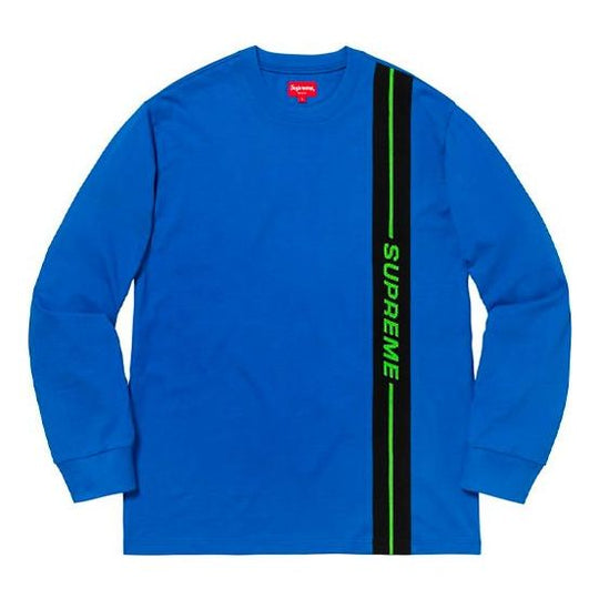 Supreme FW18 Vertical Logo Stripe LS Top Royal Logo Tee SUP-FW18-217