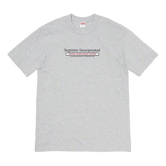 Supreme FW19 Week 7 Inc. Tee Chest Alphabet Short Sleeve Unisex Gray SUP-FW19-752