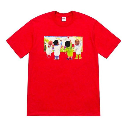 Supreme SS19 Kids Tee Red Kids Graffiti Round Neck Short Sleeve Unisex SUP-SS19-267