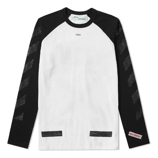 Off-White SS19 raglan sleeve Colorblock Arrow Long Sleeves Ordinary Version White OMAB008F171850301010