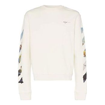 Off-White MENS SS19 Rear Logo Color Painting Diagonals Crew Sweat White OMBA025R190030120288