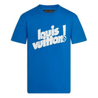 Men's LOUIS VUITTON FW21 Round Neck Logo Alphabet Printing Classic Short Sleeve Blue 1A971C