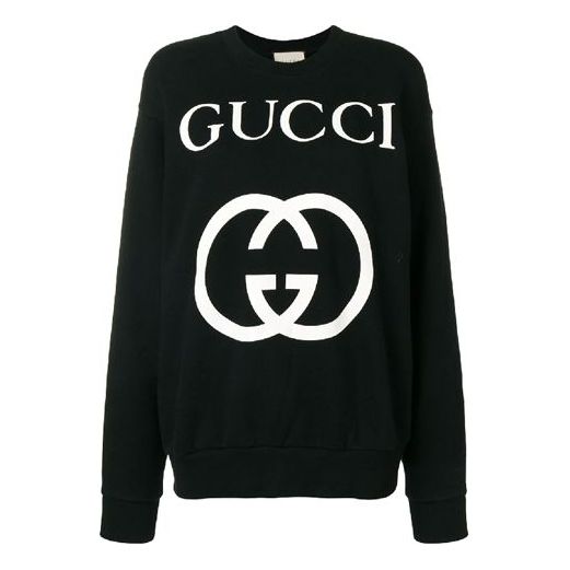 (WMNS) Gucci Interlocking G Oversized Crew Neck Sweater For Black 469250-X3Q25-1289