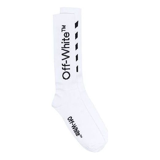 Off-White Diag Mid Length Socks 'White Black' OMRA001S21KNI0030110