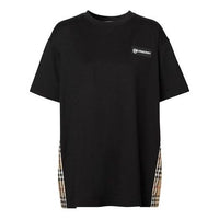 Burberry Vintage Logo Side Plaid Splicing Short Sleeve Black 8024545