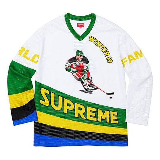 Supreme FW19 Week 9 Crossover Hockey Jersey 'White Green' SUP-FW19-854