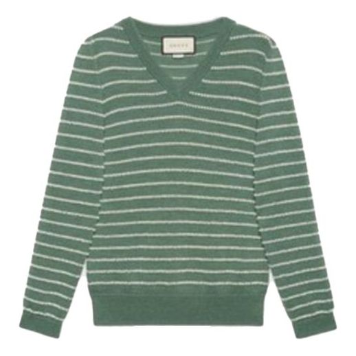 Gucci Striped Alpaca Wool V-Neck Sweater 'Green' 633610-XKBIL-3861