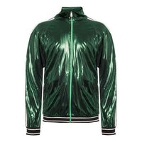 Gucci Ifized Glossy Logo Striped Loose Zip Jacket For Men Green 545652-XJACR-3120