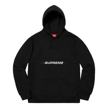 Supreme SS19 Zip Pouch Hooded Sweatshirt Black logo SUP-SS19-484